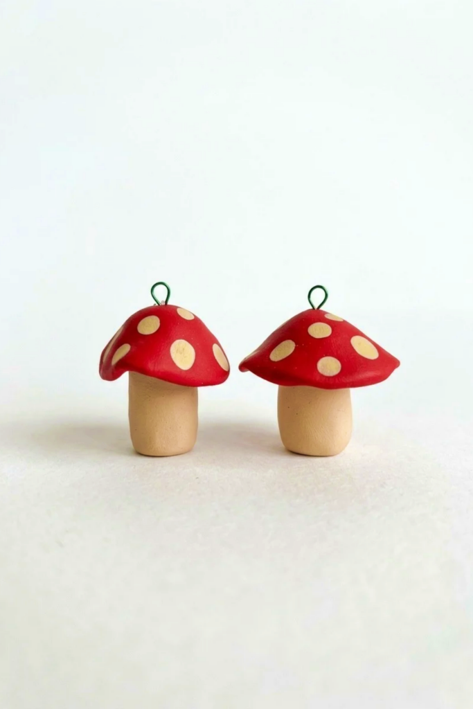 Mushroom Ornaments With Polymer Clay Final Image