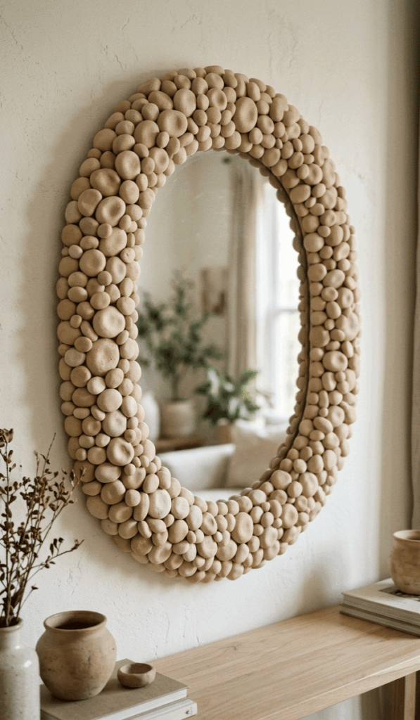 Neutral Pebble Foam Clay Mirror
