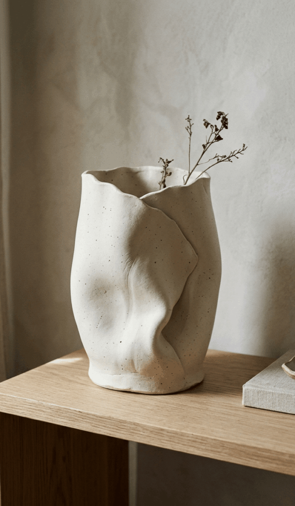 Organic Folded Clay Slab Vase