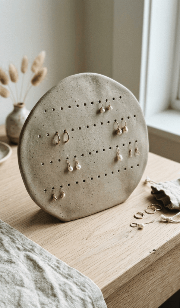 Organic Pebble Clay Earring Holder