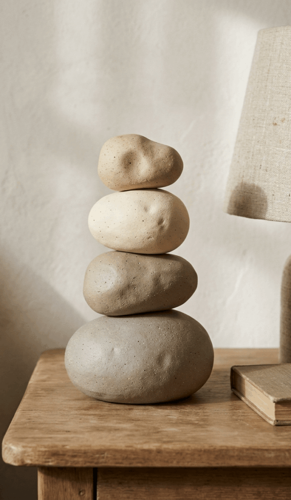 Organic Pebble Clay Totem Decor
