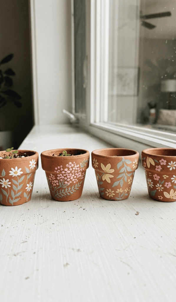 Pastel Floral Mini Clay Pot Ideas