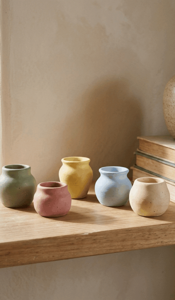 Pastel Mini Clay Pots for Modern Decor