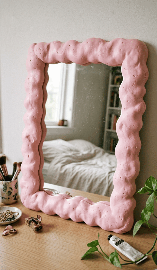 Pastel Wavy Foam Clay Mirror