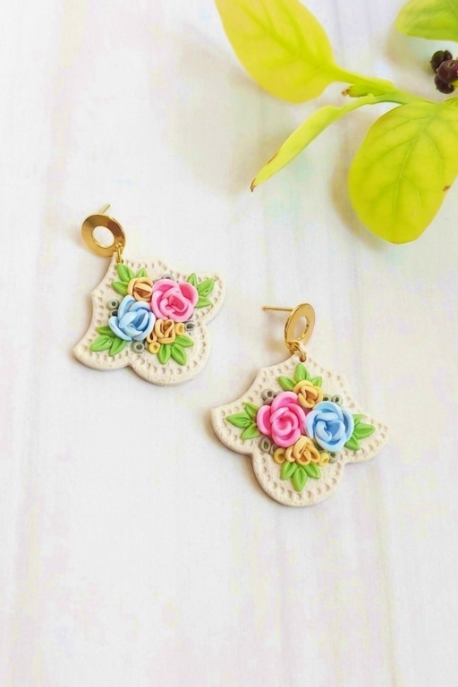 Polymer Clay Flower Bouquet Earrings Image