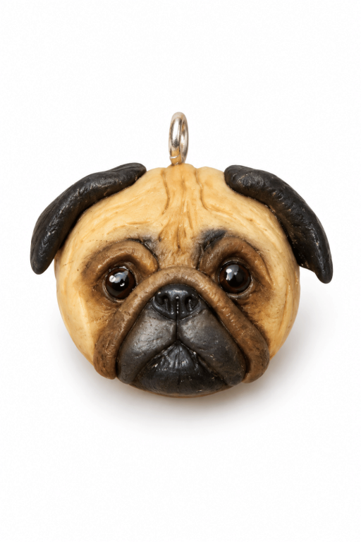 Pug Polymer Clay Charm Image