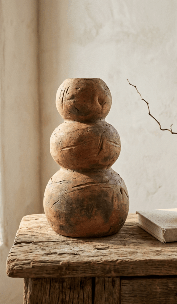 Rustic Carved Clay Totem Decor