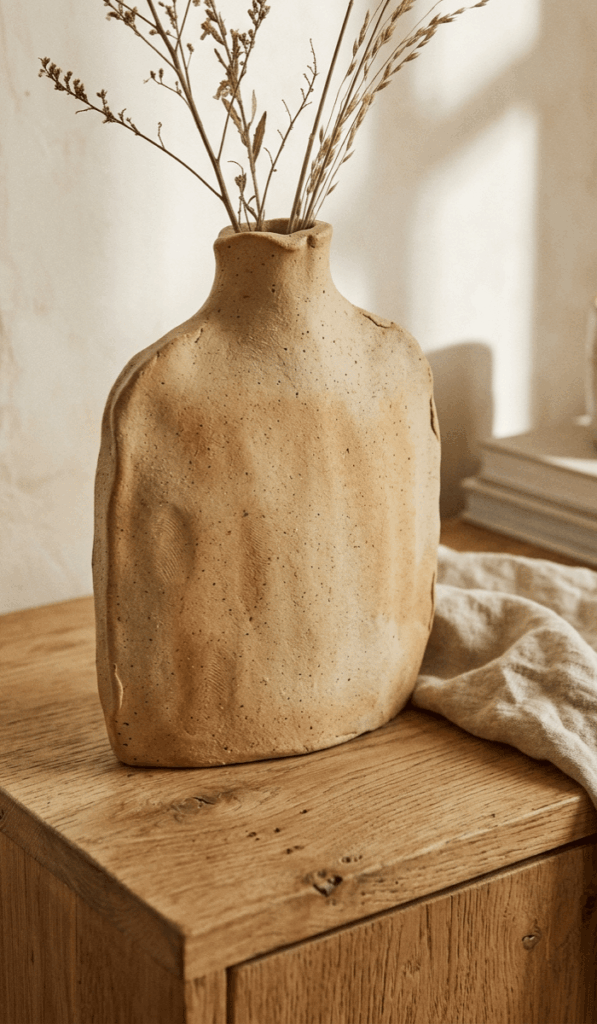 Rustic Sand Clay Slab Vase