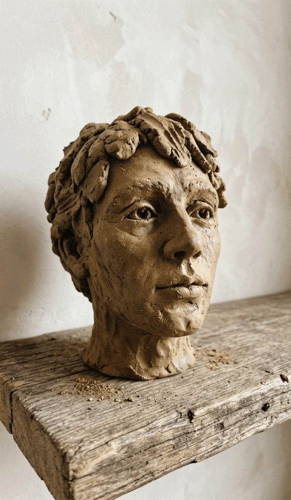 Rustic Textured Clay Head Decor