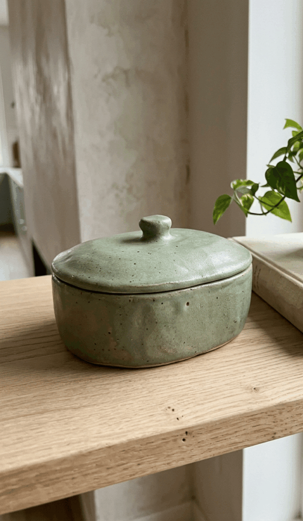 Sage Green Clay Trinket Box
