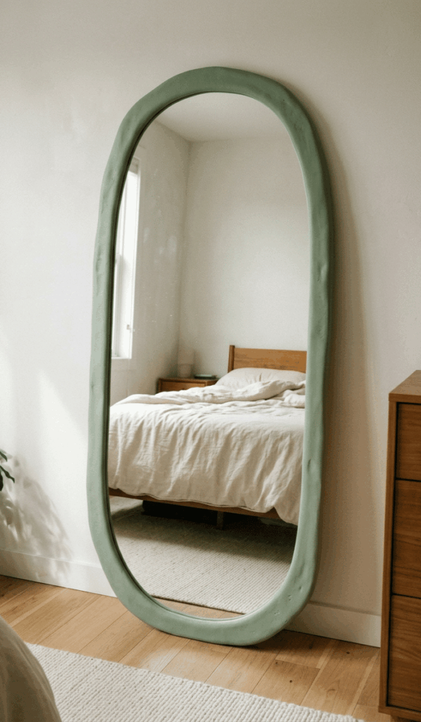Sage Green Foam Clay Mirror