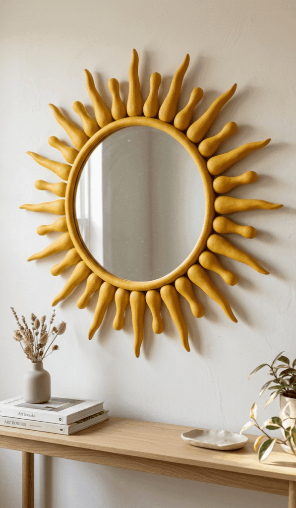 Sculpted Sun Foam Clay Mirror