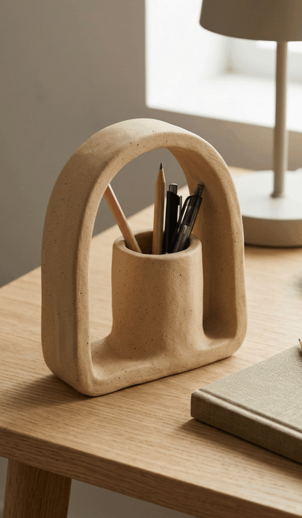 Sculptural Arch Clay Pen Holder Idea