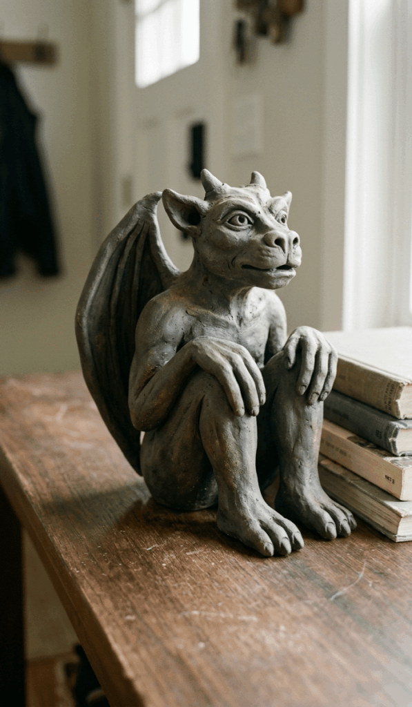 Sitting Clay Gargoyle Guardian Decor