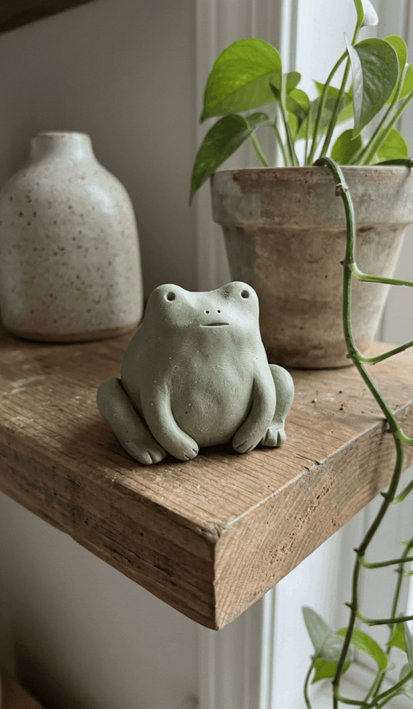 Small Clay Frog Shelf Decor