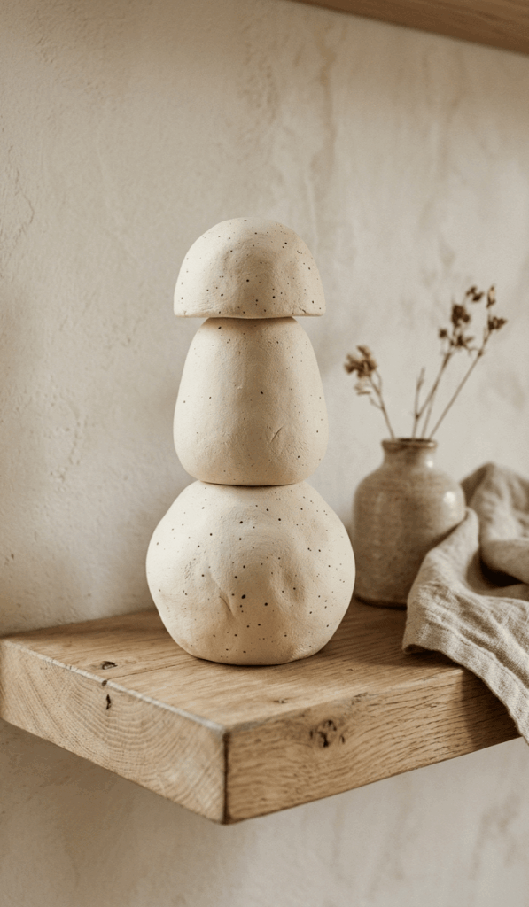 Speckled Handmade Clay Totem Decor