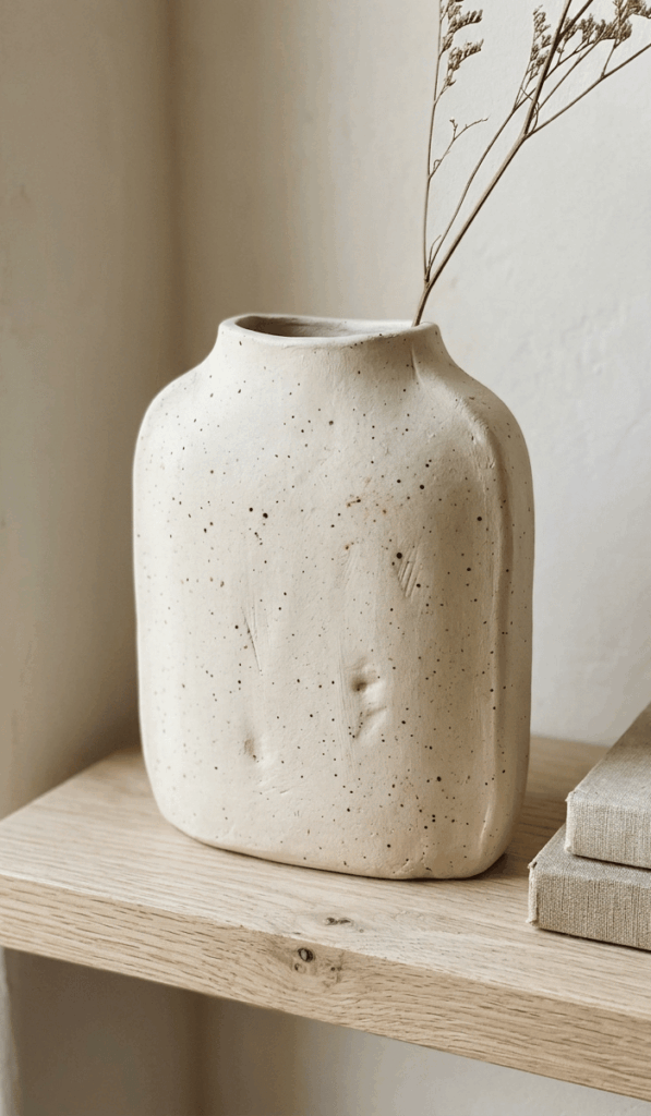 Speckled White Clay Slab Vase