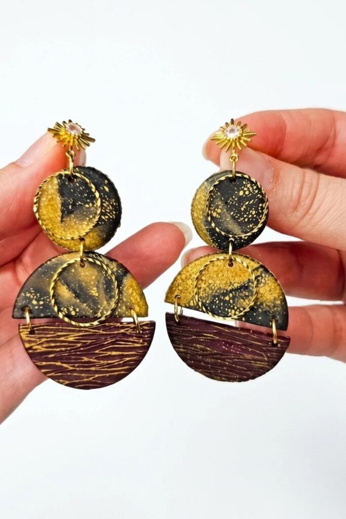 Timeless Tortoise Shell Polymer Earrings Final Image