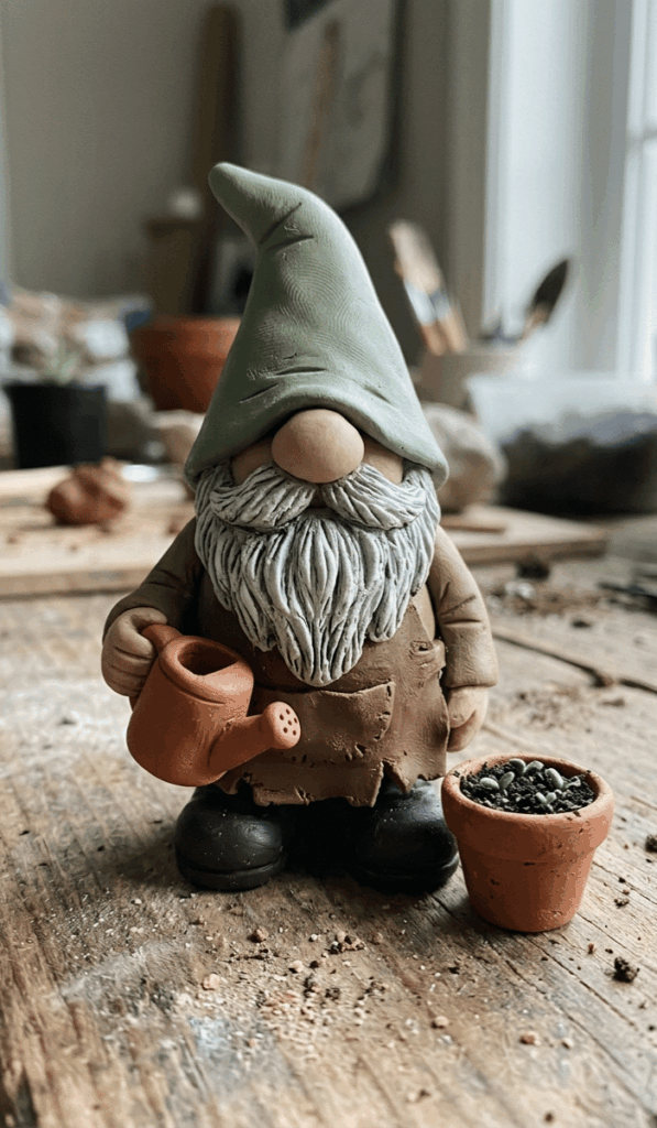 Tiny Gardener Whimsical Clay Gnome