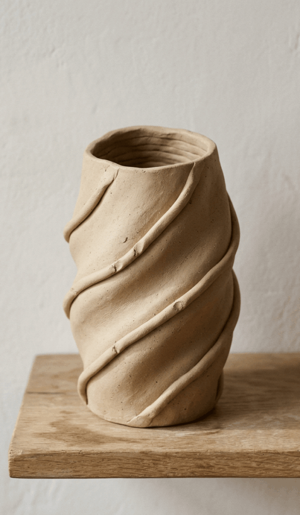 Twisted Texture Air Dry Clay Vase
