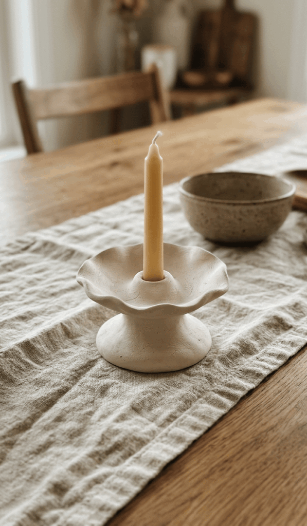Wavy Air Dry Clay Candle Holder Decor
