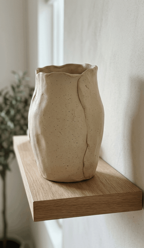 Wavy Edge Clay Slab Vase Decor