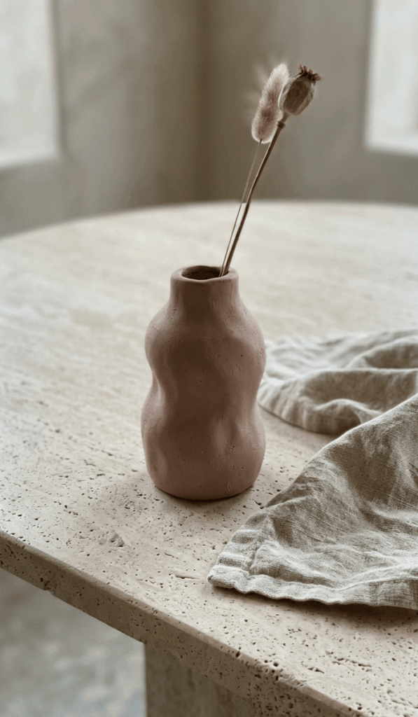 Wavy Sculptural Air Dry Clay Bud Vase