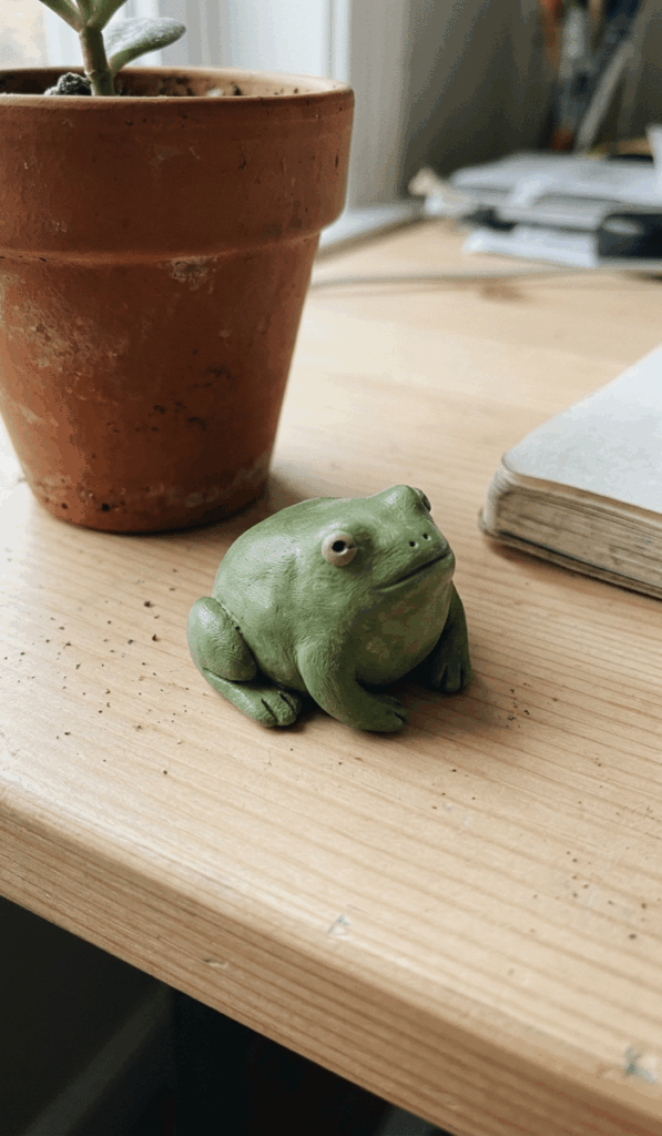 Whimsical Handmade Clay Frog Decor