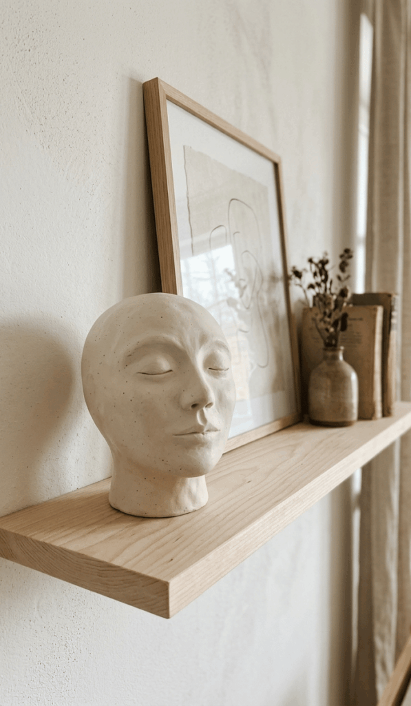 White Ceramic Clay Head Decor
